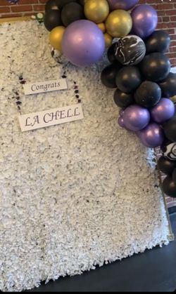 Flower Wall  With Personalization And Balloon Garland