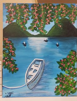Painting tropical landscape