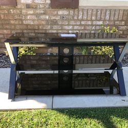 Entertainment TV Stand With Black Glass