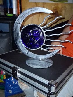 Metal Sun Moon Face Decorative Sculpture
