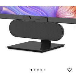 Desktop computer speakers, single speaker for laptop and PC, with loud sound, volume control, easily attaches to monitors (USB-C to USB adapter includ