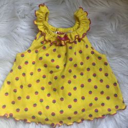 Fisher Price 3-6M yellow/pink strawberry top/shirt for baby girl