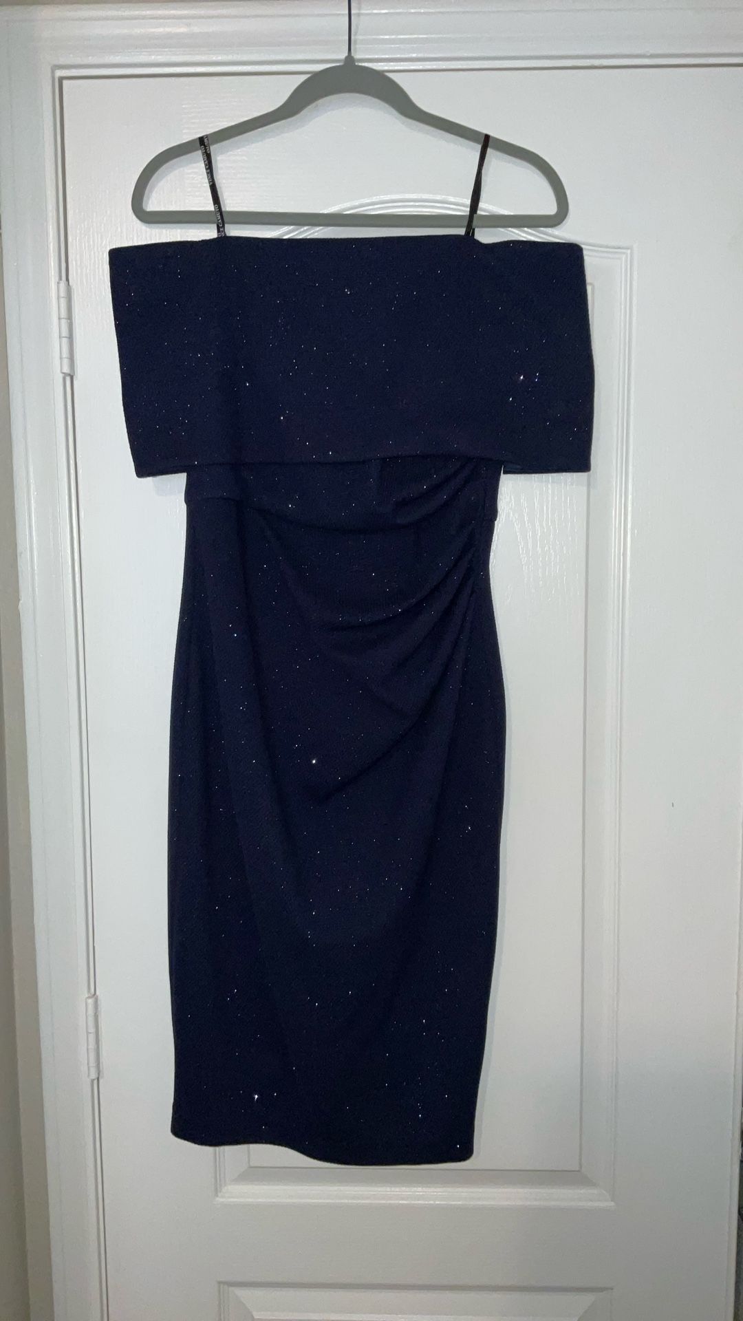 Vince Camuto Off The Shoulder Blue Sparkle Dress.  Size 8.   Never Worn