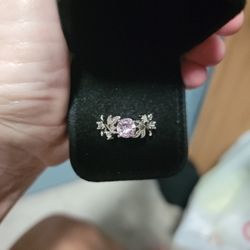 Size 7 Pink Topaz Sterling Silver Ring 