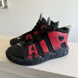 Nike Air More Uptempo TD Black University Red Baby Toddler Athletic Sneaker 