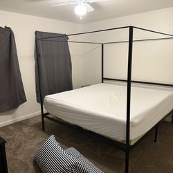 King bed frame and mattress with Mattress Pad