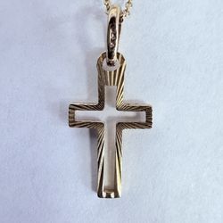 14K Gold Cross Charm