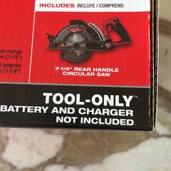 Milwaukee 7-  1/4. Rear Handle SAW.  Model.  2830-20. Tool Only 