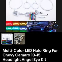 Multi-Color LED Halo Ring For Chevy Camaro 10-15 Headlight Angel Eye Kit 158mmx2