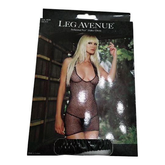 Leg Avenue Goth Black Fishnet Dress New Women's Halloween Costume 