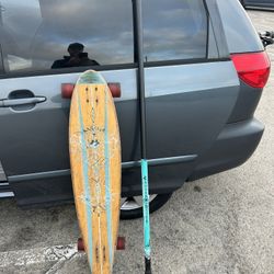 Kahuna Creations Bamboo Longboard and adjustable Land Paddle 