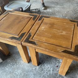 Set Of Two Rustic End Tables 