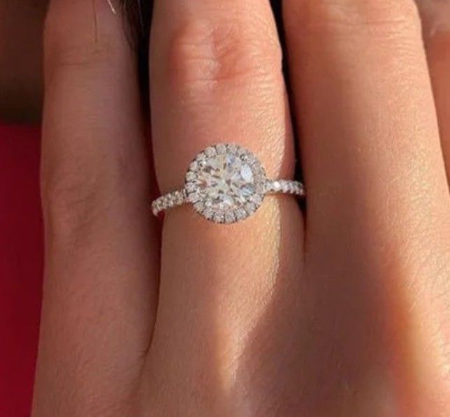 Size 7 Halo Cushion Moissionate Engagement Ring
