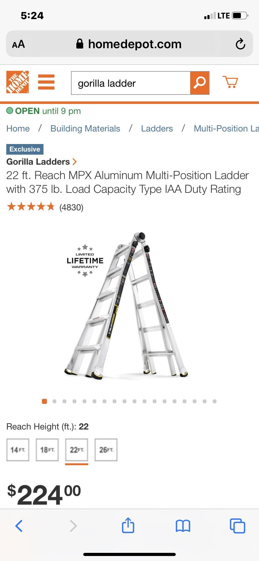 Gorilla Ladder 22ft. Brand new