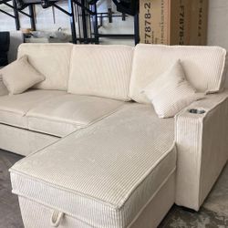 New Sleeper Sectional Couch with USB & Storage! Includes Free Delivery 🚚! Free Assembly!