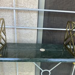 Art Deco Green Marble And Gold Styling Tray