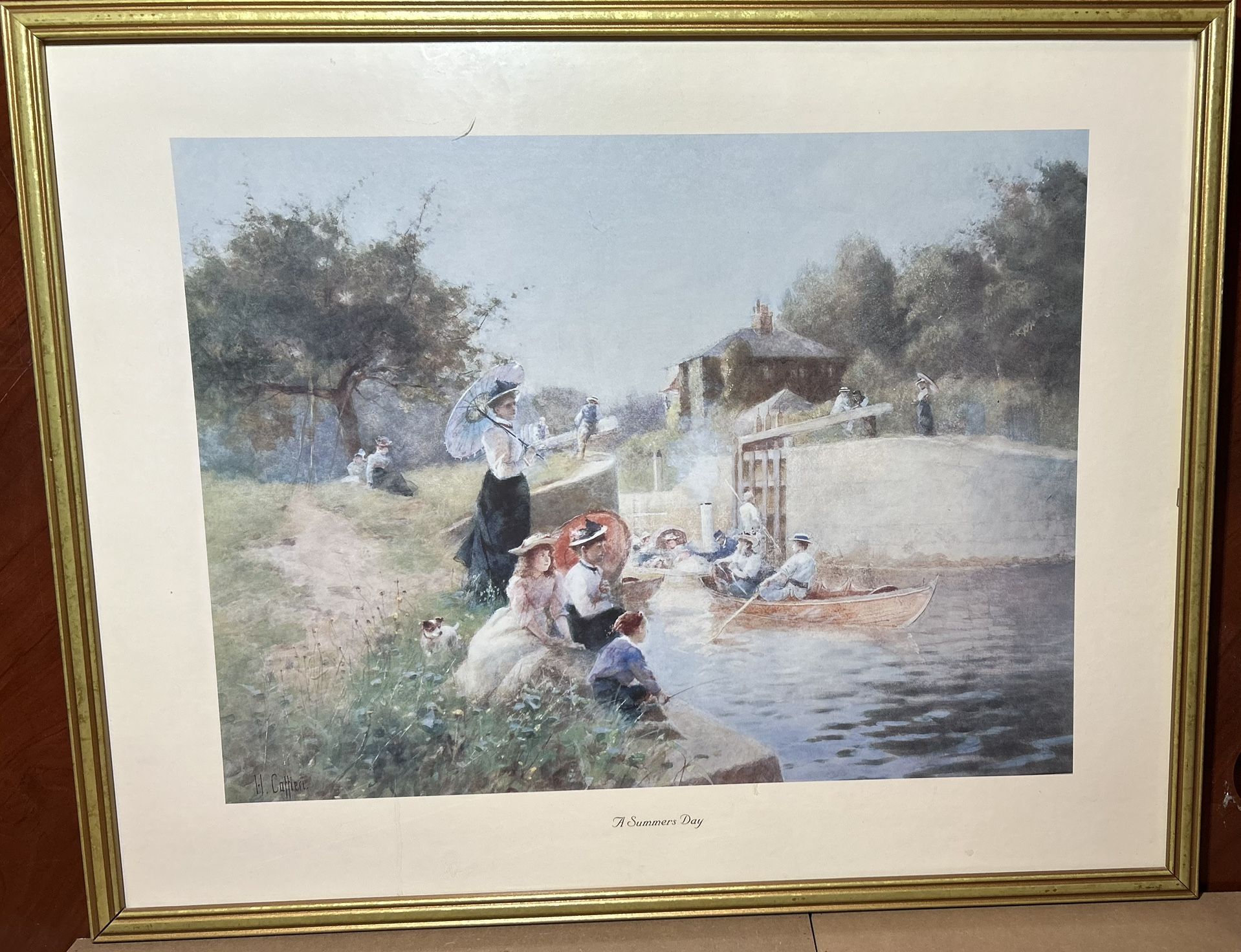 Framed art print titled 'A Summer's Day' with a gold frame. Size 30 in x 23 in.