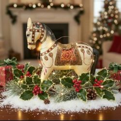 Rare Antique Handcrafted Wooden HORSE STATUE 11"X 9" Unique and Beautiful! 