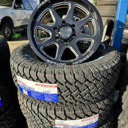 Off Road Wheels Black And 265/70R17 A/T New Tires 6x139.7