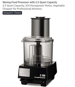NEW WARING FOOD PROCESSOR WITH 2.5 QUART CAPACITY