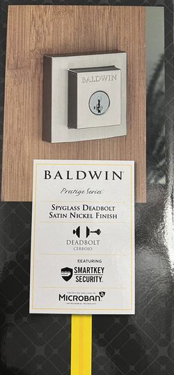 Baldwin Prestige Spyglass Satin Nickel Square Single Cylinder Deadbolt Featuring SmartKey Security