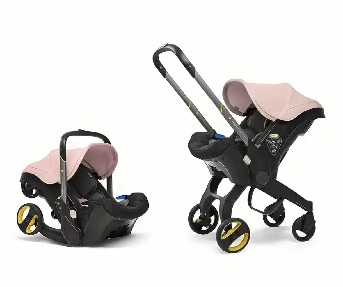 4-in-1 Convertible Pram Stroller: Adjustable Push chai with Canopy, Compact Foldable Infant Carriage