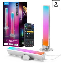 Govee Smart Light Bar, RGBICWW TV Lights for Living Room, Gaming, Silver Compatible with SmartThings, Matter, Alexa, LED Light Bar with Scene and Musi