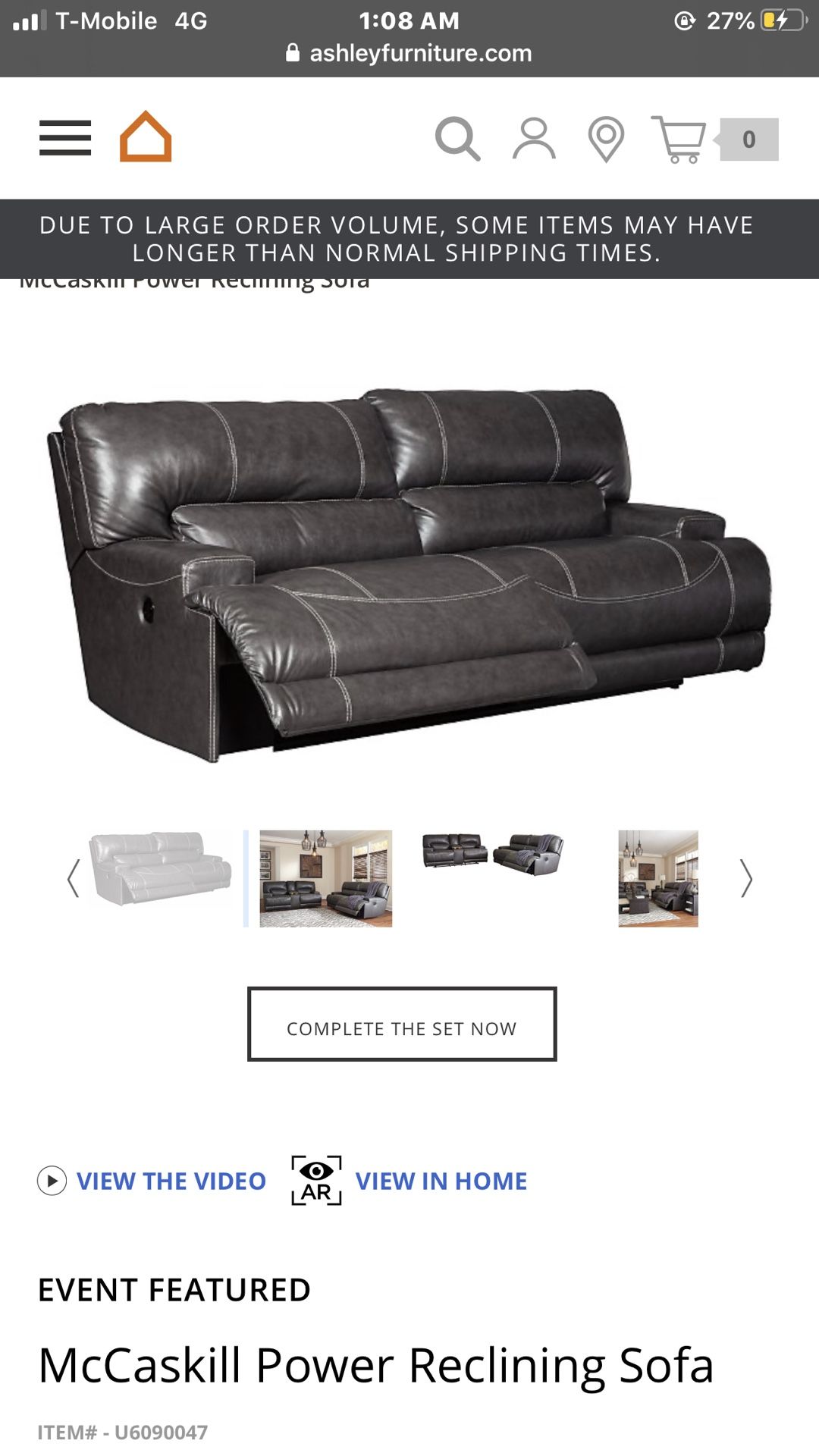 Power reclining sofa (NEW)