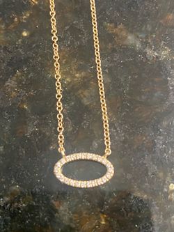 Shy Creation 14k Gold Diamond Oval Necklace