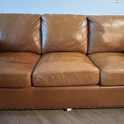 Brown leather sofa