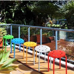 17.3in Plastic Stack Nesting Stools Portable Stackable Bar Stools Colorful School Classroom Decoration Stools Chairs for Students Round Stools Flexibl
