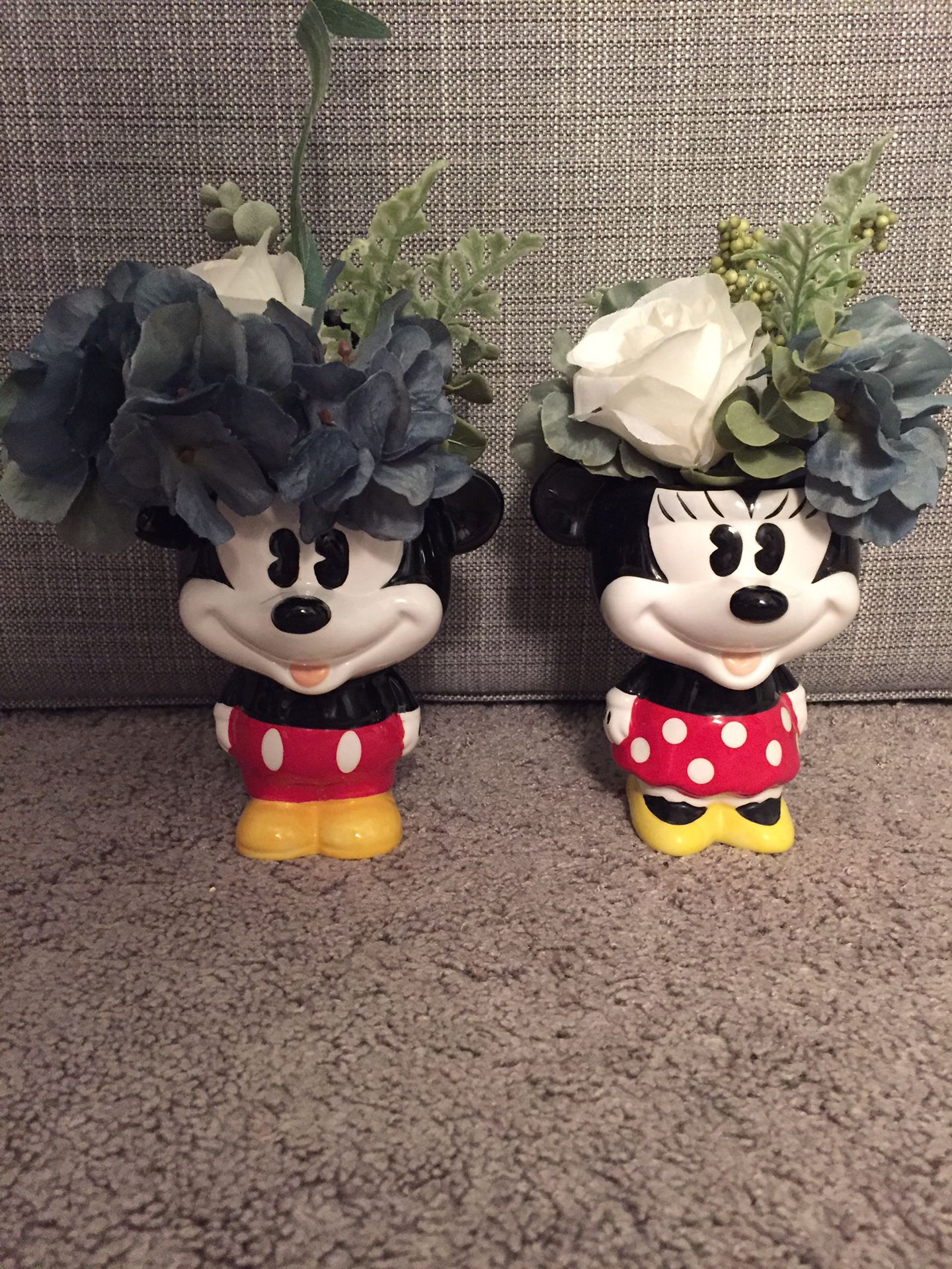 Disney Mickey and Minnie cups/flower pots
