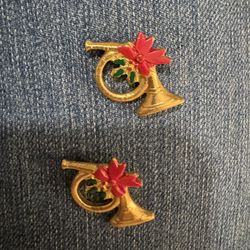 Hand Painted Vintage JHB French Horn Metal Buttons 