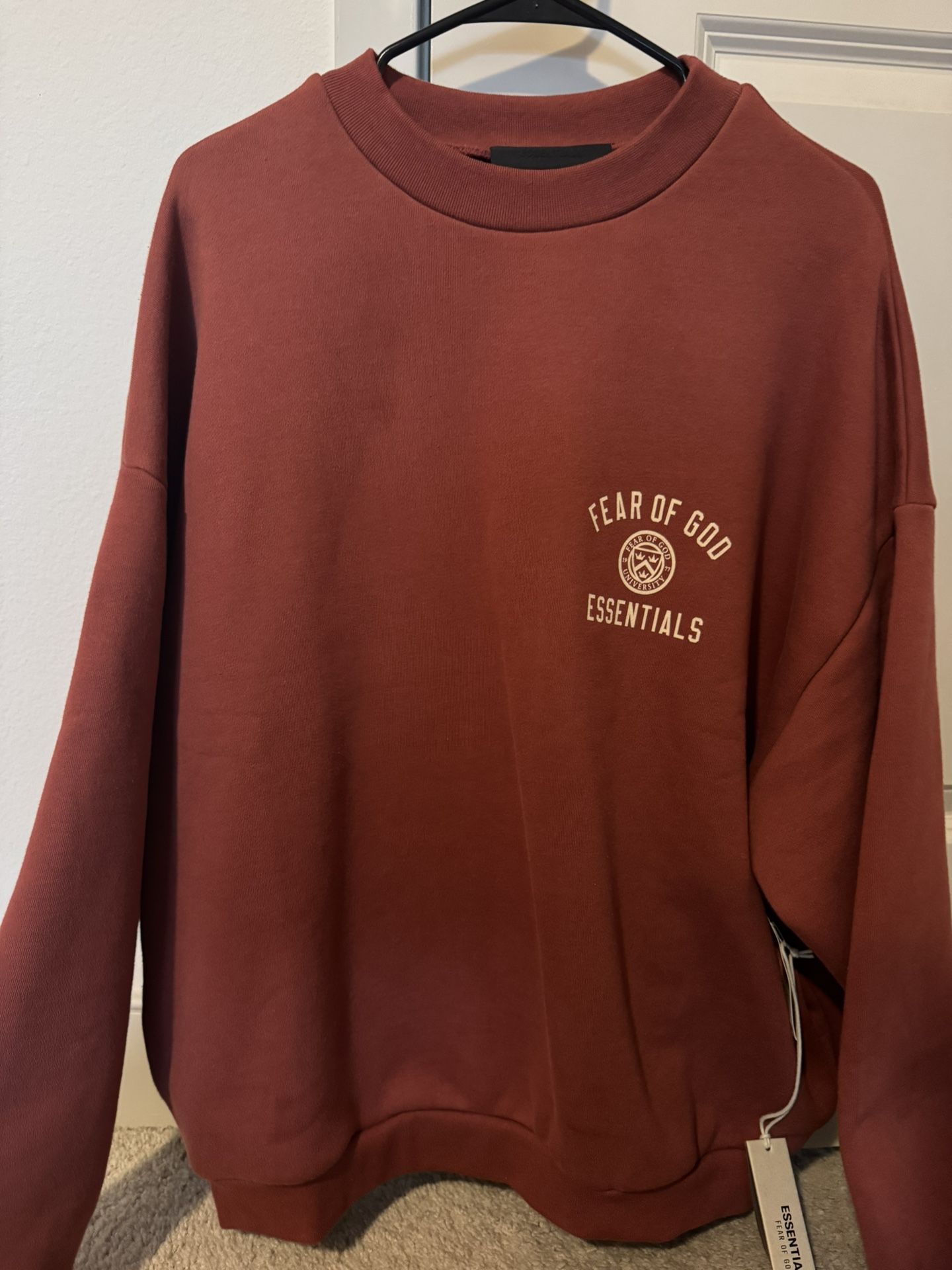 Fear of God ESSENTIALS Crimson Fleece Crew Neck Sweatshirt