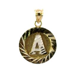 Woman’s Or Men’s 10k Yellow Gold Circle Initial A Charm Pendant For Necklace GP3107781