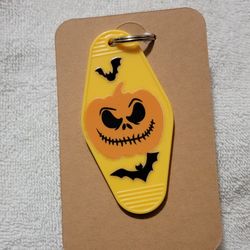 Halloween  pumpkin Vintage Motel Style Keychain.