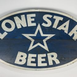 Vintage 1950's - 1960's LONE STAR BEER Wooden Advertising Sign 30.5" x 18" Texas