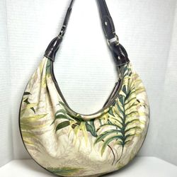 Vintage Liz Claiborne Purse Summer Palms Bucket Bag Tropical Beach Vacation Travel Shoulder Bag