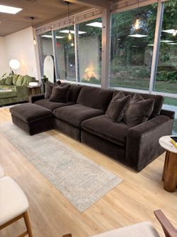 3-Piece Dark Chocolate Sectional + Ottoman
