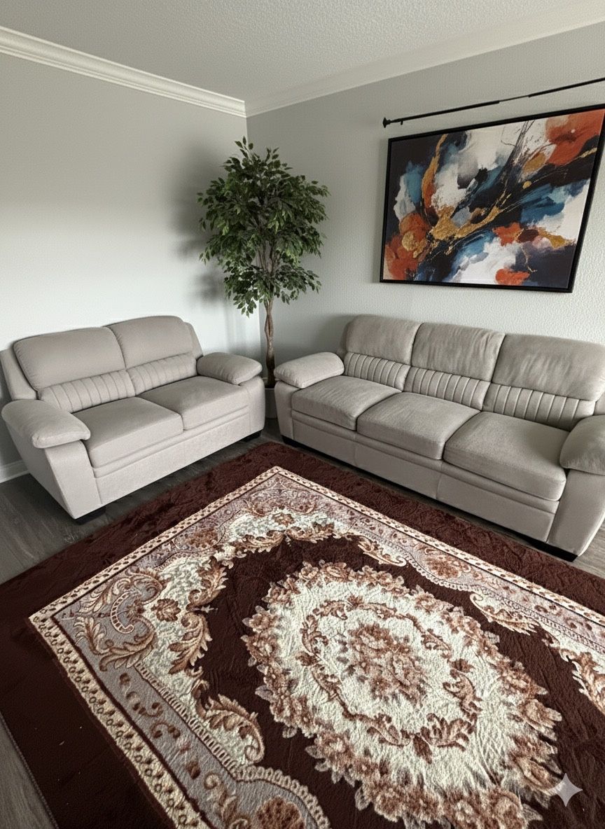 LIKE NEW! Modern 2-Piece Sofa Set | Light Grey COUCH & LOVESEAT | Perfect Condition