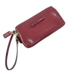 Authentic Coach Poppy Double ZIP Wristlet Patent Leather NEW