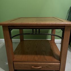 Oak End/Side Table with Drawer