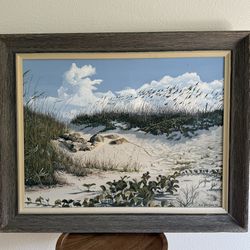 Original Coastal Painting Vintage 