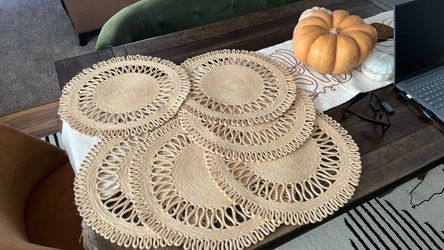 Round Woven Jute Placemats Set of 6