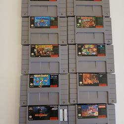 Lot of 10 Vtg Super Nintendo Game Lot Authentic Not Tested