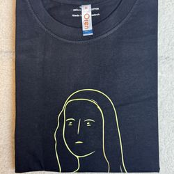 Black Minimalist Mona Lisa Line Art T-Shirt Premium Cotton Short Sleeve Size US M