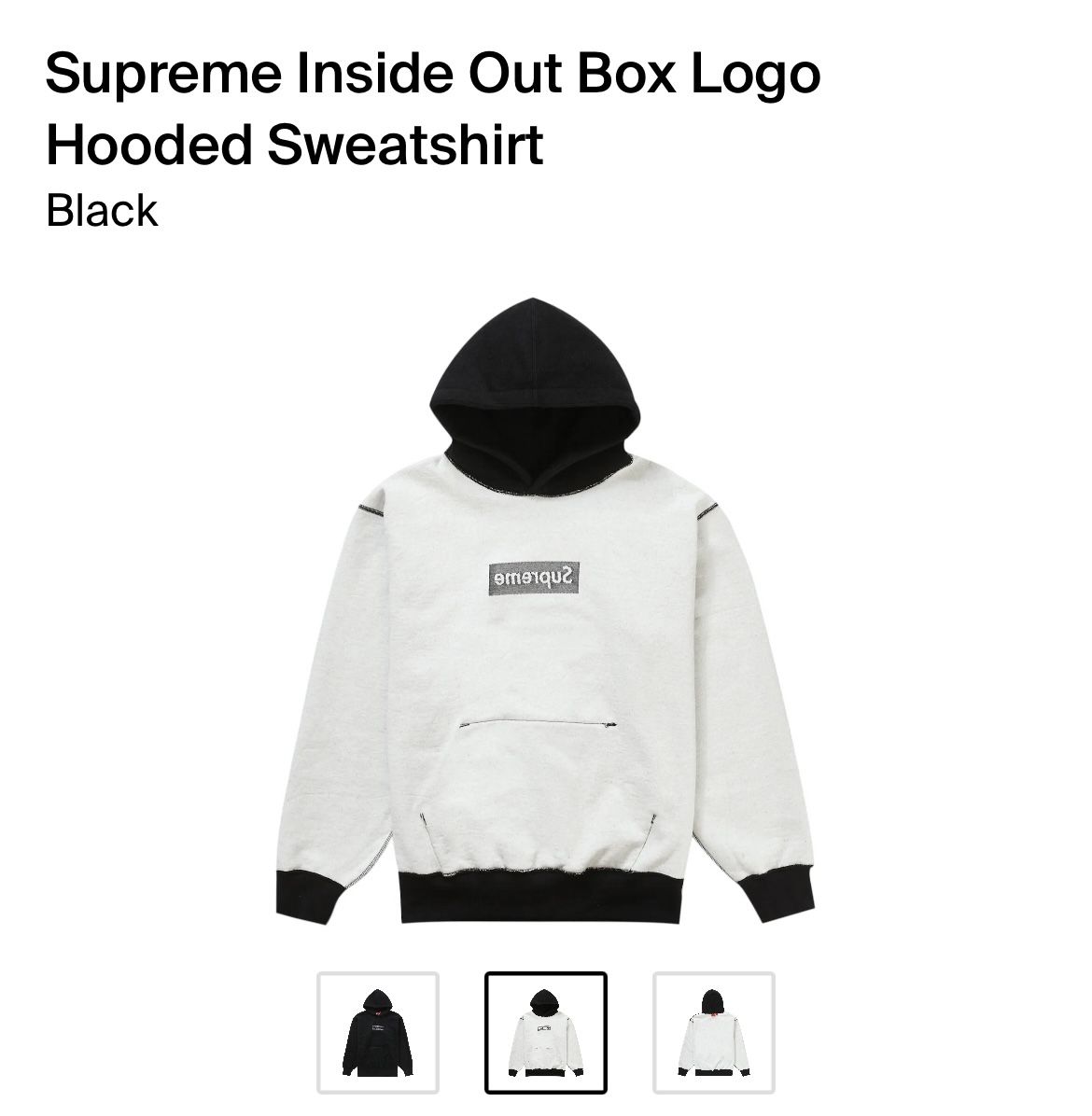 Supreme Inside Out Box Logo Hooded Sweatshirt Black Size Medium