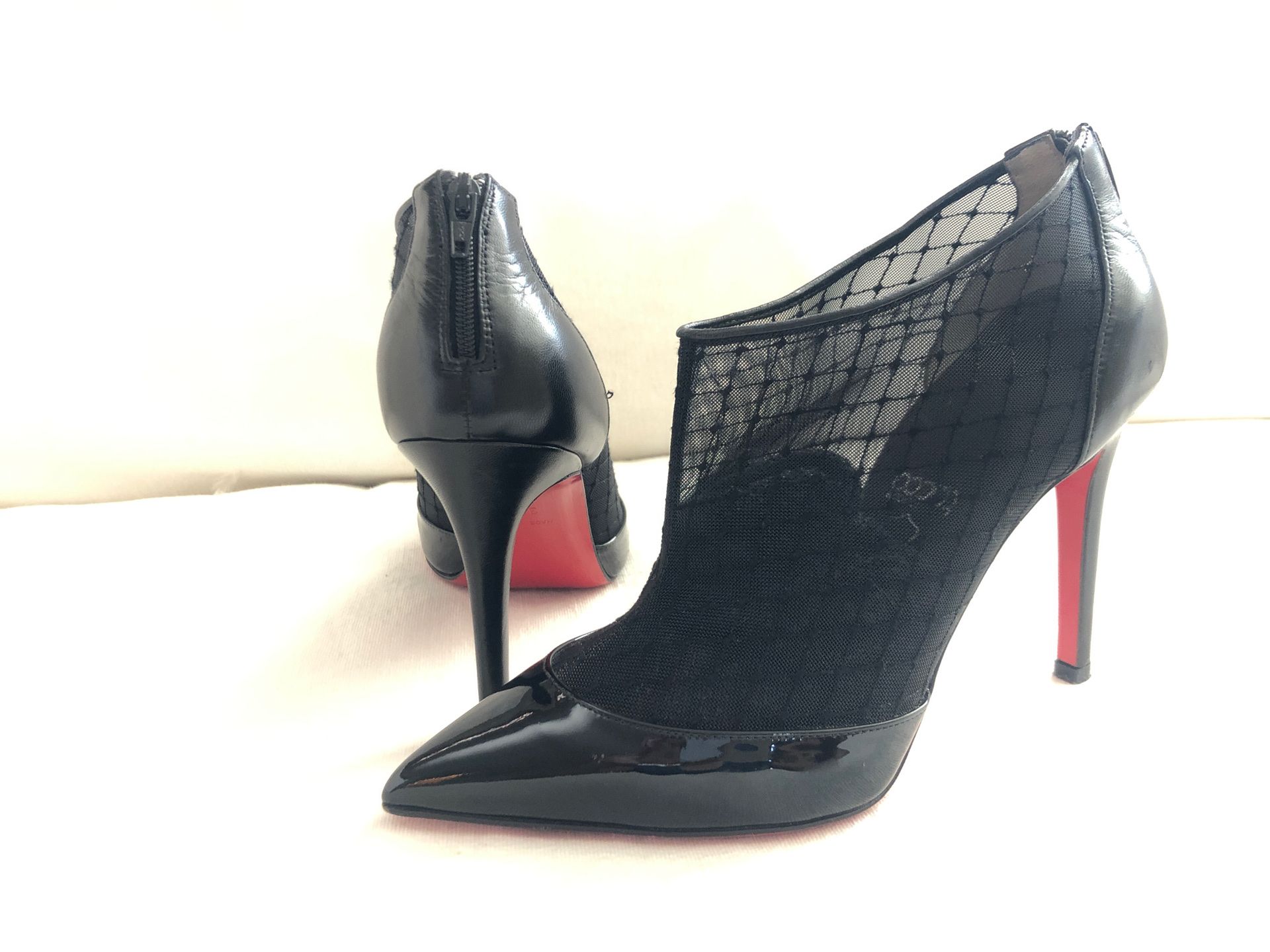 Christian Louboutin black mesh ankle booties