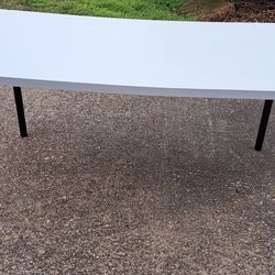 Slight Bow, Small Divets | 59" IKEA White Table Dorm Computer Office Desk Tabletop Removable Legs