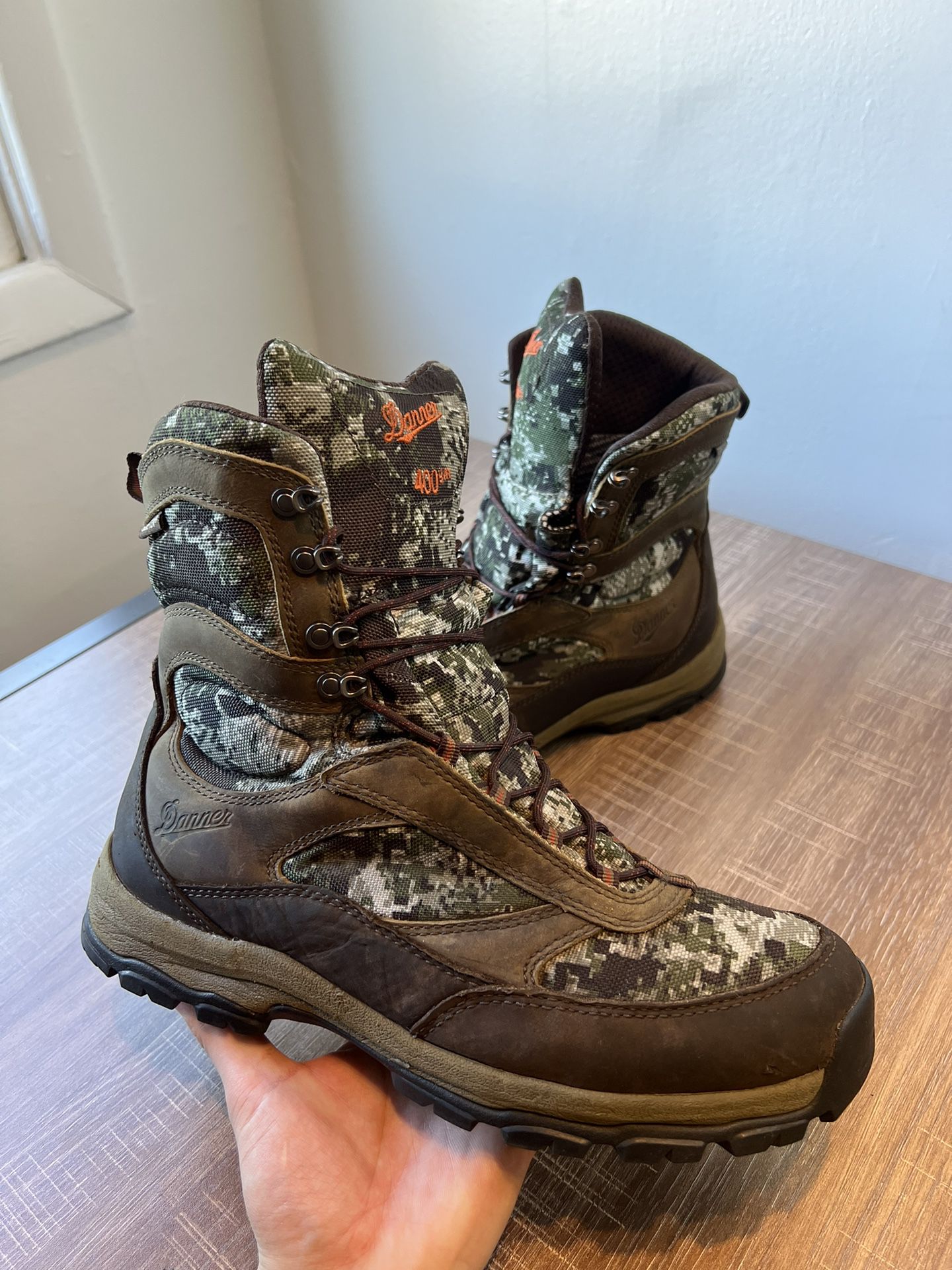 Danner Mens 10.5 D High Ground 8" Xtra Green Camo Gore-Tex Hunting Boots